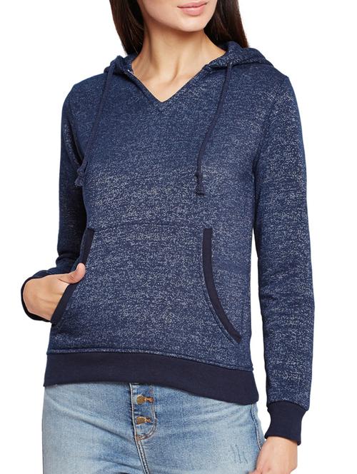 ribbed edge kangaroo pocket sweatshirt - 15748773 - Very Small Image - 1