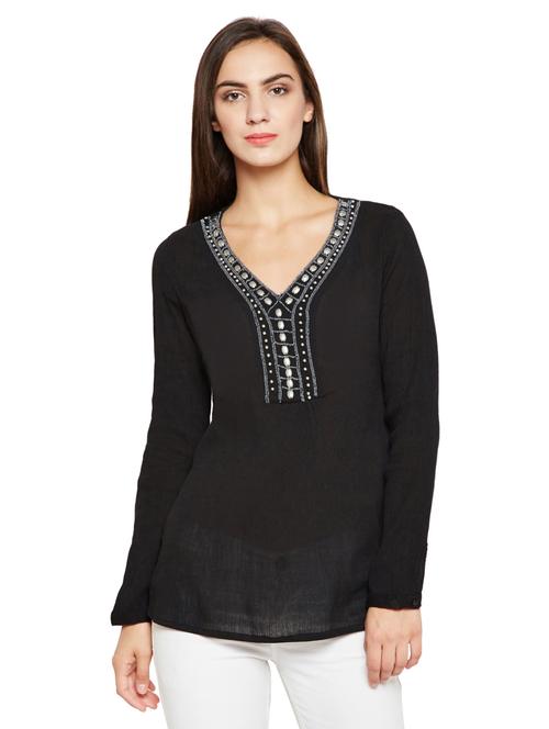 embellished hem long sleeved tunic - 15750550 - Very Small Image - 1