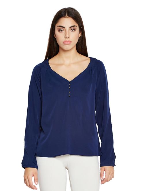 v-neck button detail top - 15750560 - Very Small Image - 1