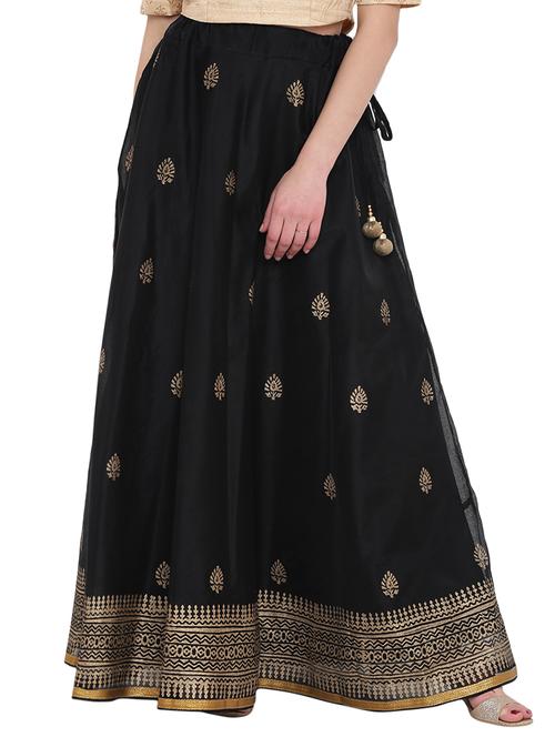 foil printed chanderi flared skirt - 15750950 - Very Small Image - 1