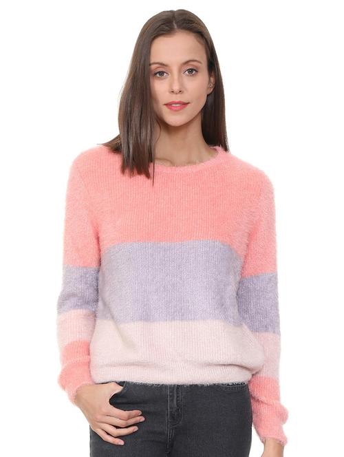 round neck color block pullover - 15751249 - Very Small Image - 1