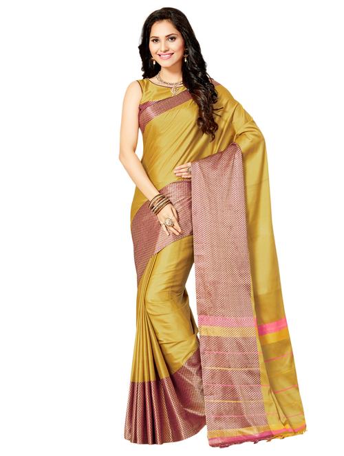 chevron zari border tussar saree with blouse - 15751633 - Very Small Image - 1