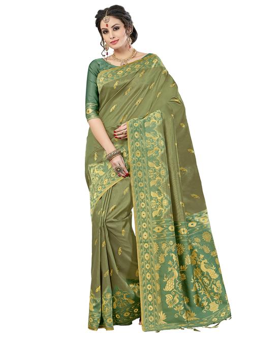 conversational zari motif gadwal saree with blouse - 15751681 - Very Small Image - 1