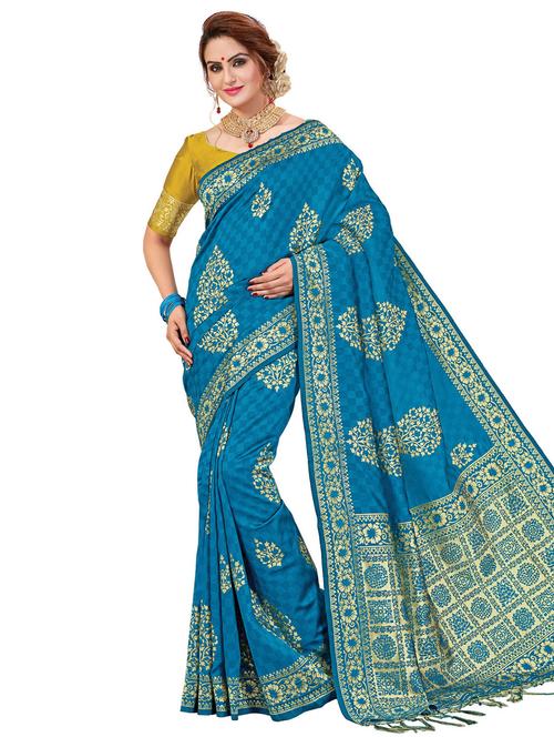 floral zari motif gadwal saree with blouse - 15751687 - Very Small Image - 1