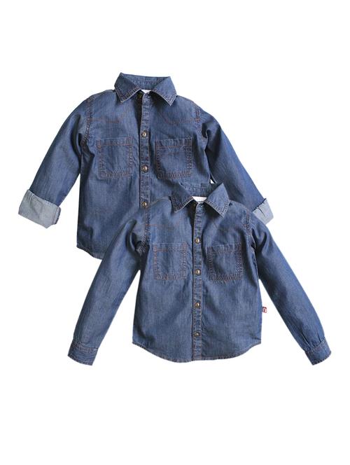navy blue denim shirt - 15751996 - Very Small Image - 1