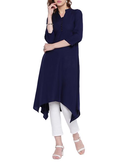 high low solid kurta - 15754140 - Very Small Image - 1