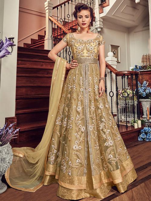 embroidered layered anarkali suit - 15754546 - Very Small Image - 1