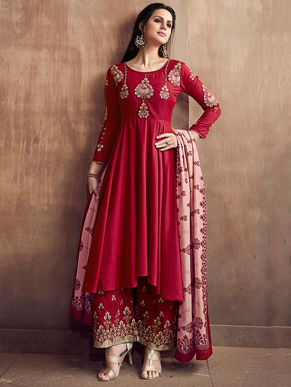 Buy online Embroidered Semi stitched Palazzo Suit from Suits Dress material for Women by Shimeroo Fashion for 3559 at 17 off 2024 Limeroad