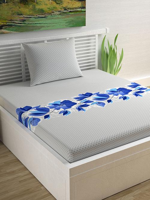 100% cotton single bedsheet with 1 pillow cover - 15754666 - Very Small Image - 1