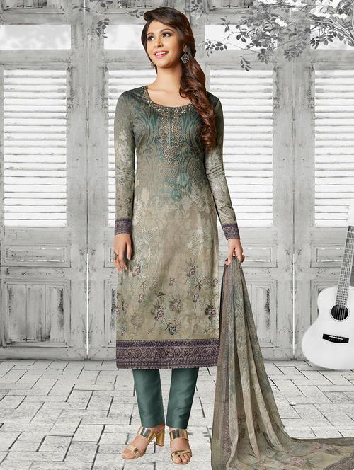 printed semi-stitched pant suit - 15755237 - Very Small Image - 1