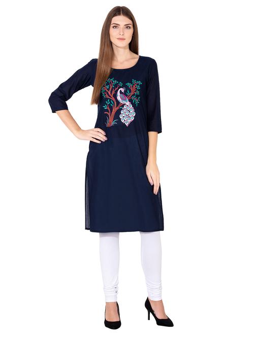 embroidered straight kurta - 15755327 - Very Small Image - 1