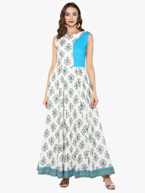 foil print flared kurta - 15755839 - Very Small Image - 1