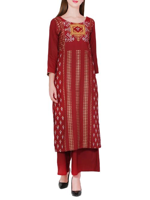 printed kurta palazzo set - 15756493 - Very Small Image - 1