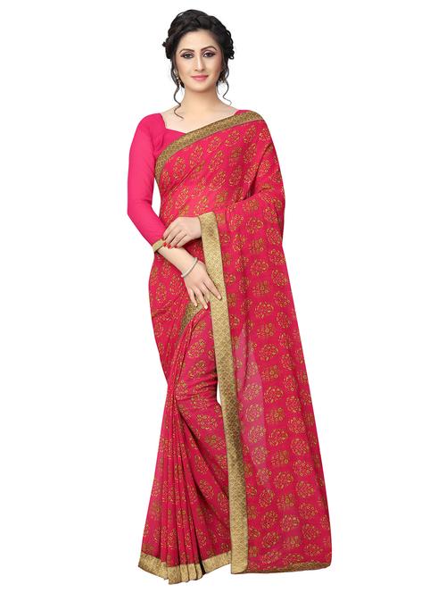 printed contrast bordered saree - 15756527 - Very Small Image - 1