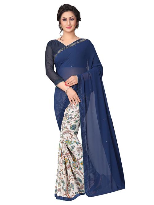 half & half printed saree - 15756530 - Very Small Image - 1