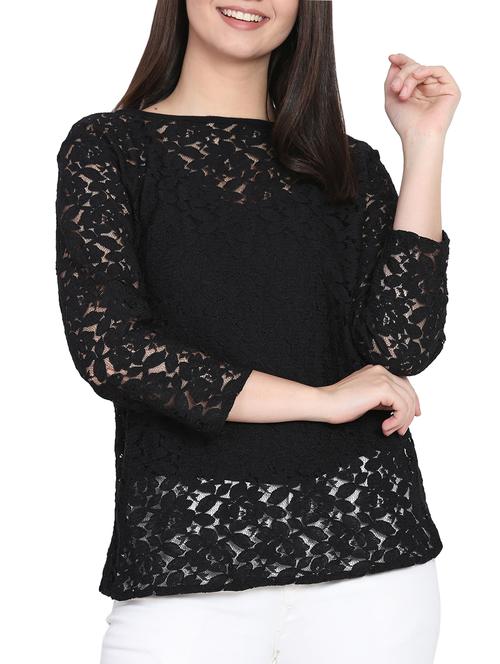 laced boat neck top - 15756572 - Very Small Image - 1