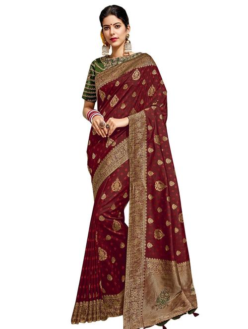 half and half banarasi saree with blouse - 15756729 - Very Small Image - 1