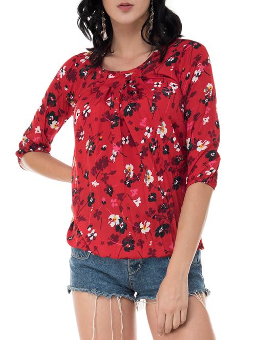 pleat detail floral blouosn top - 15757412 - Very Small Image - 1