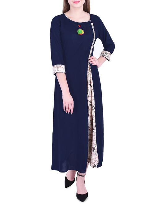 a-line solid kurta - 15757673 - Very Small Image - 1