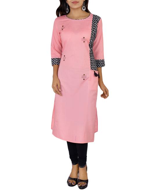 chevron print patchwork straight kurta - 15757695 - Very Small Image - 1