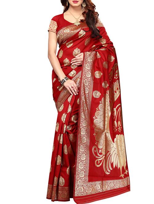 paisley zari motif banarasi saree with blouse - 15758126 - Very Small Image - 1