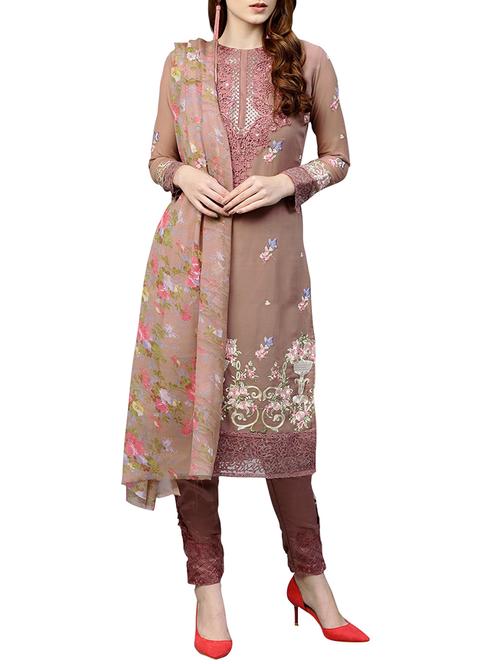 embroidered unstitched pant suit - 15758312 - Very Small Image - 1