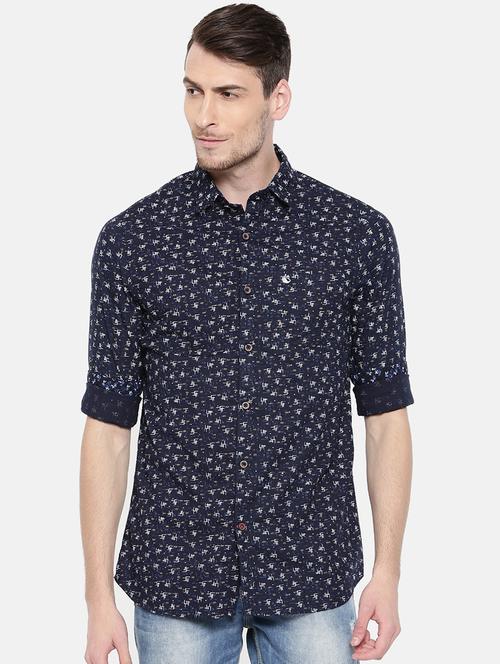 navy blue printed casual shirt - 15759250 - Very Small Image - 1