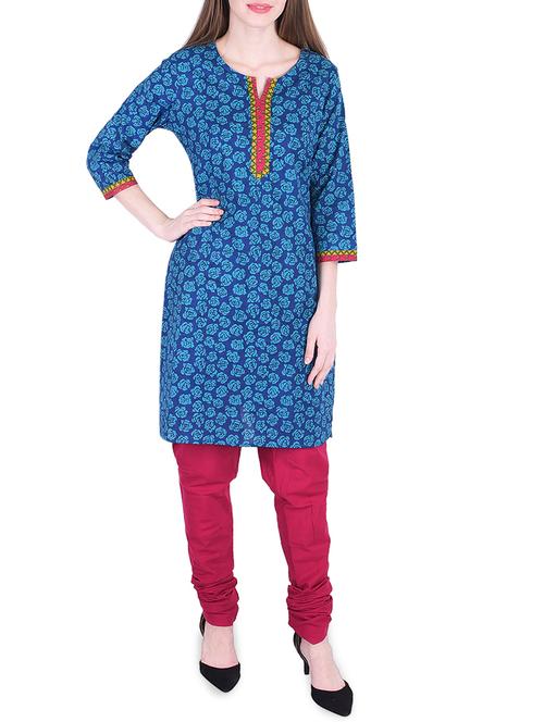 floral printed kurta with churidaar - 15760175 - Very Small Image - 1