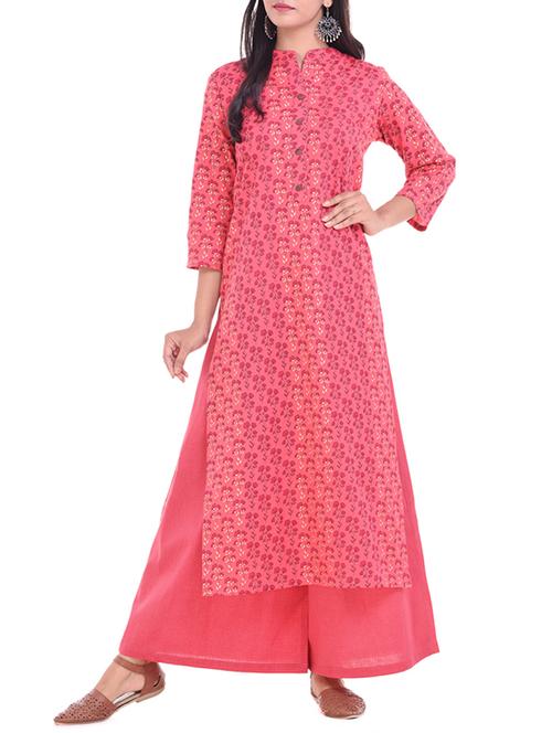 floral printed kurta with palazzo set - 15760723 - Very Small Image - 1