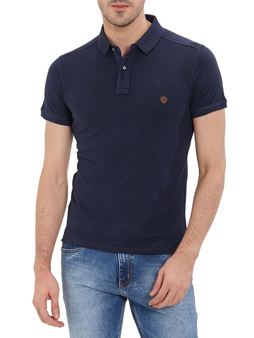 navy blue solid polo t-shirt - 15763870 - Very Small Image - 1