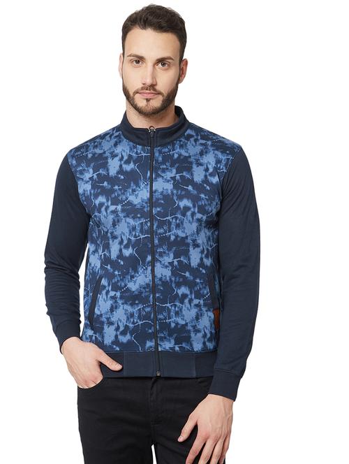 navy blue printed casual jacket  - 15765149 - Very Small Image - 1