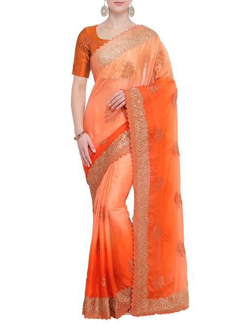 ethnic motif embroidered saree with blouse - 15765428 - Very Small Image - 1