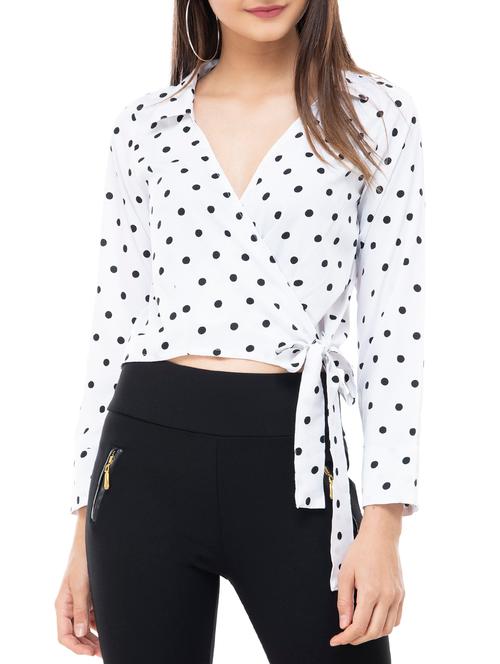 polka dotted tie-knot wrap top - 15767542 - Very Small Image - 1