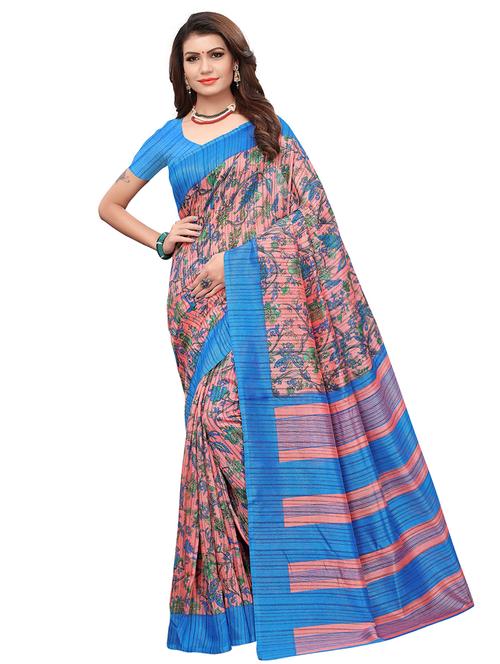 floral printed saree with blouse - 15768191 - Very Small Image - 1