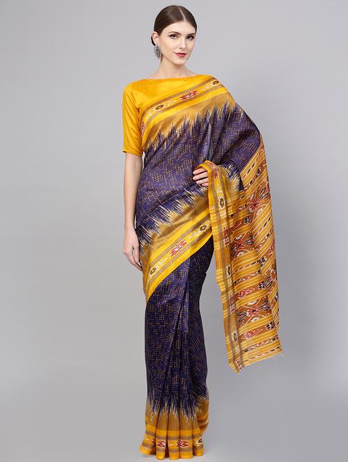 temple border printed saree with blouse - 15768295 - Very Small Image - 1