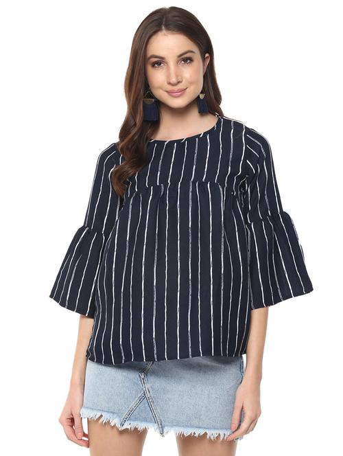 women's straight round neck top - 15770324 - Very Small Image - 1