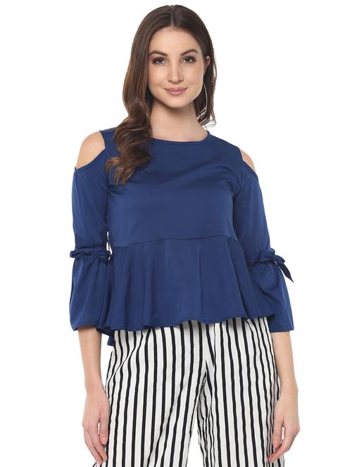 cold shoulder bow tie detail top - 15770369 - Very Small Image - 1