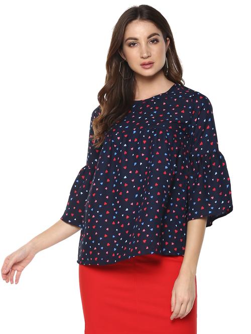 women's a line round neck top - 15770388 - Very Small Image - 1