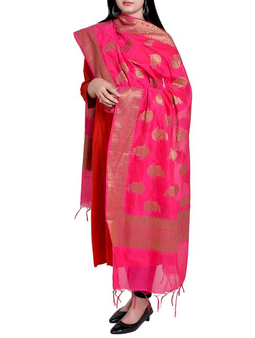 chanderi banarasi dupatta - 15770445 - Very Small Image - 1