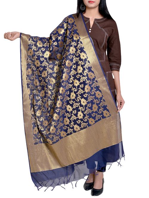 chanderi banarasi dupatta - 15770457 - Very Small Image - 1