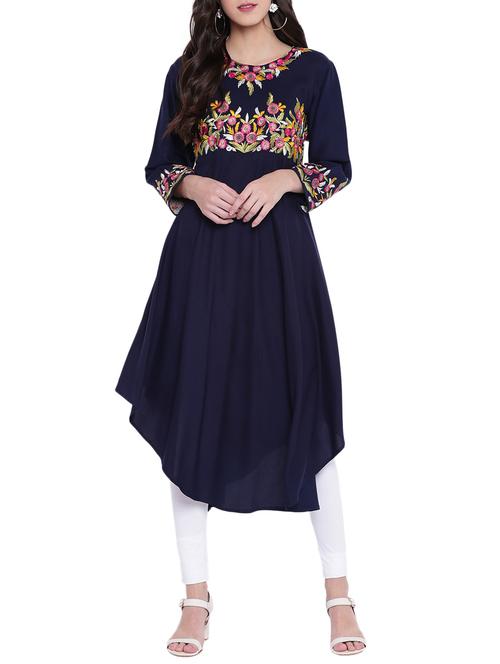 high low embroidered kurta - 15770747 - Very Small Image - 1