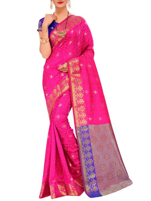 ethnic motif self design saree - 15771093 - Very Small Image - 1