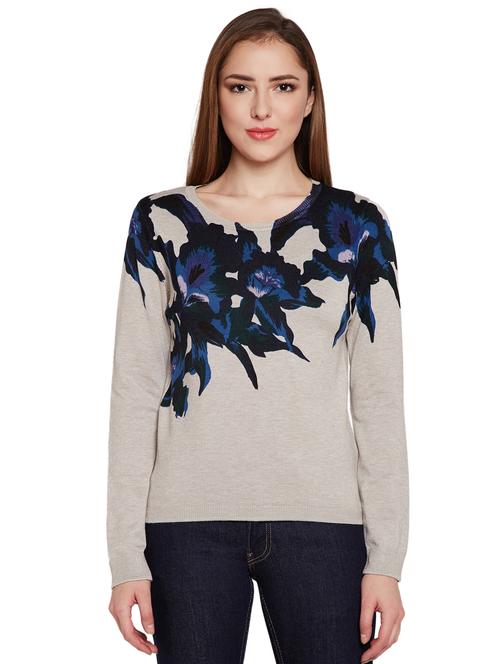 ribbed edge floral pullover - 15773372 - Very Small Image - 1