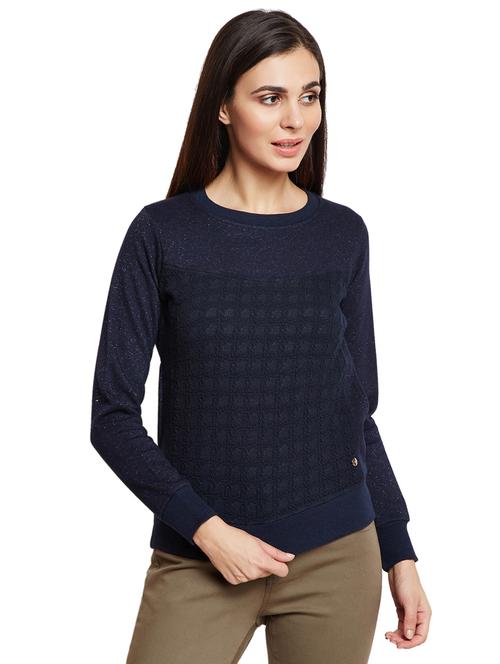 navy textured shimmery pullover - 15773672 - Very Small Image - 1