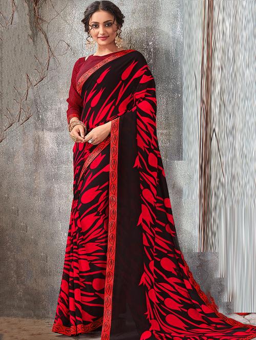 floral printed saree with blouse - 15773681 - Very Small Image - 1