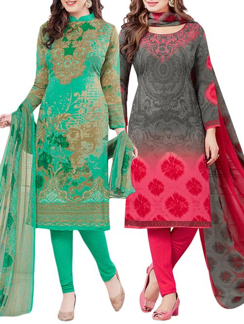 set of 2 unstitched printed combo suits - 15774231 - Very Small Image - 1