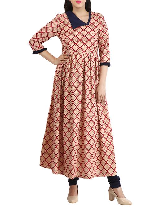 a-line printed kurta - 15774915 - Very Small Image - 1