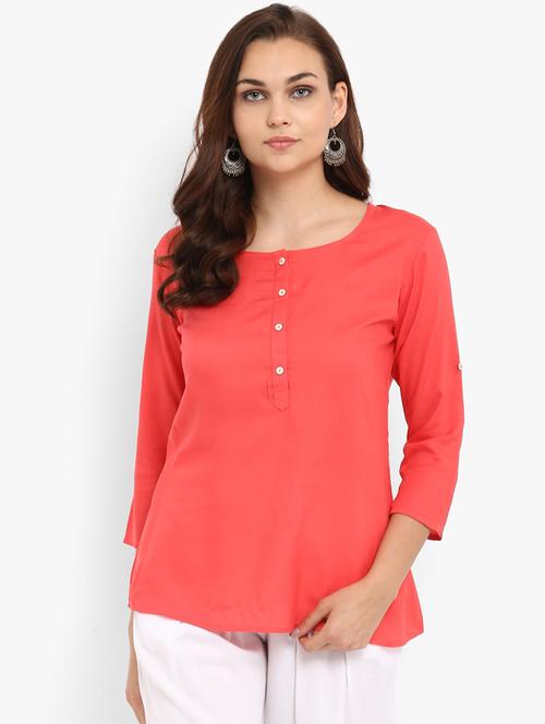 roll-up sleeved button detail top - 15775672 - Very Small Image - 1