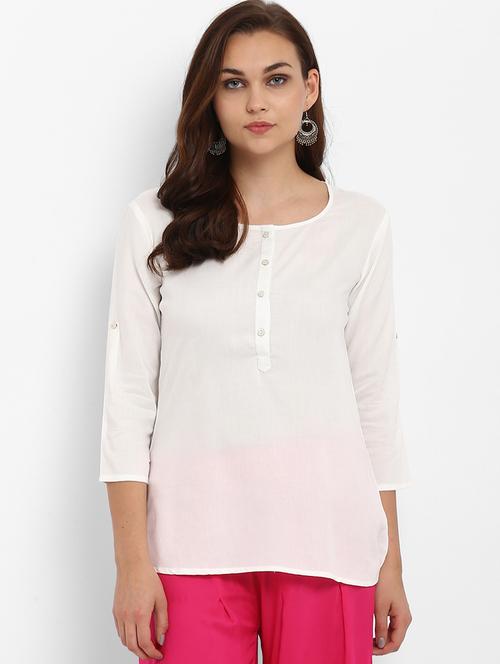 roll-up sleeved button detail top - 15775673 - Very Small Image - 1