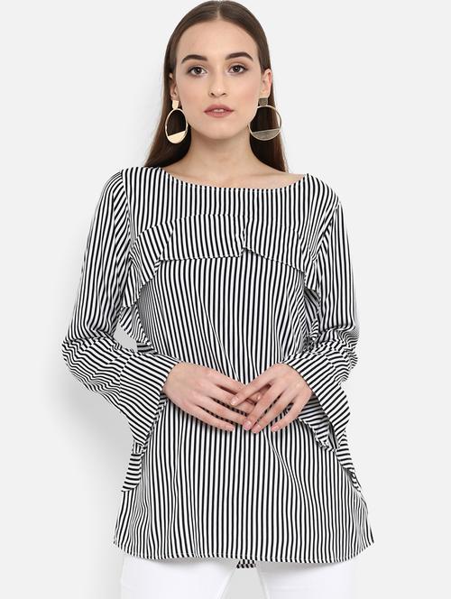 ruffle detail striped tunic - 15775688 - Very Small Image - 1